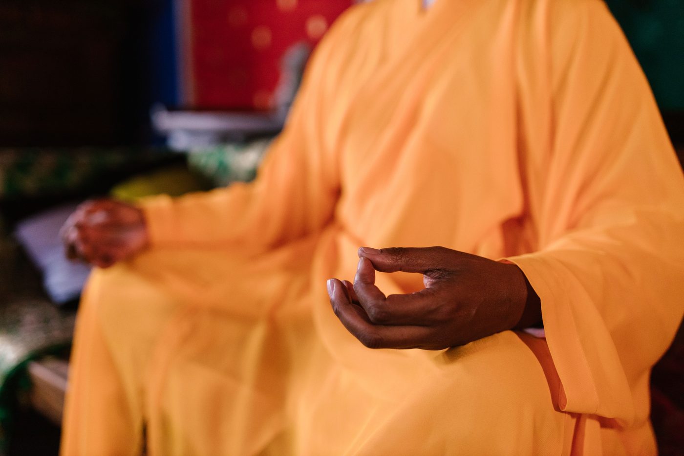 Meditation in an orange robe